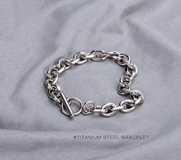 01 Bracelet Titanium Steel Bracelets Layered Bangles Ladies Round Buckle Jewellery Couples Fashion Vintage Silver Colour PulserasB15432634