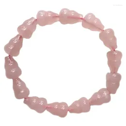 Strand Wholesale Pink Quartzite Natural Crystal Bracelet Gourd Beads Hand Row Luck For Girl Women Help Business Stone Fashion Jewelry