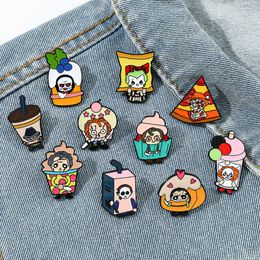 Halloween scary horror characters milk tea enamel pin Cute Anime Movies Games Hard Enamel Pins Collect Metal Cartoon Brooch Backpack Hat Bag Collar Lapel Badges