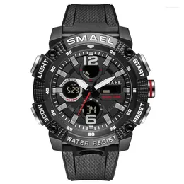 Wristwatches Smael Top Brand Dual Time Led Display Digital For Men Waterproof Swimming Quartz Sport Watches Auto Date Alarm Clock Wristwatch