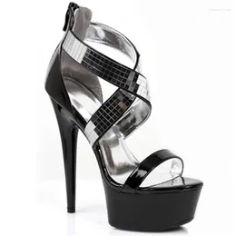 Dance Shoes Fashion Sequined 15 Cm Seductive Sandals High Heels Platform Shoes.6 "sexy Crystal
