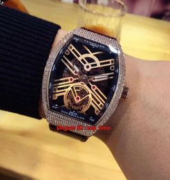 5 style Vanguard Automatic Mens Watch V 45 S6 SQT NR Rose Gold Diamond case Skeleton Dial LeatherRubber Strap Gents Sport Watches1686700