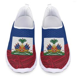 Casual Shoes Haiti Flag Print Light Mesh Loafers Womens For Women 2024 Slip On Sneakers Summer Ladies Sport Woman Flats