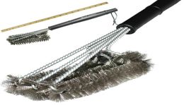 BBQBBQ BBQ Grill and Scraper Barbecue Kit Cleaning Brush Stainless Steel Tools Wire Bristles Triangle6098605