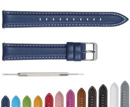 12 Colors For Quick Release Leather Watch Band Axus Genuine Leather Watch Strap With Silver Or Gold Buckle 18mm20mm22mm24mm Y14519247