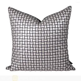 Pillow SimpleandLuxury Sample Room Sofa Throw Soft Decoration Designer Senior Black And White Leather Woven Square
