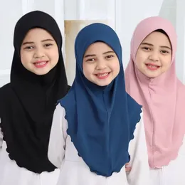 Ethnic Clothing Muslim Scarf Big Girls Plain Hijab Hats Islamic Headscarf Hat Amira Pull On Headwrap Beautiful 10 Years Girl