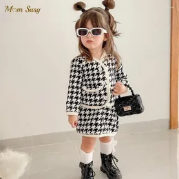 Clothing Sets Baby Girl Princess Elegant Plaid Clothes Set Jacket Skirt 2PCS Child High Quality Party Birthday 1-7Y