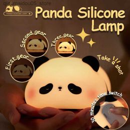 Lamps Shades LED Panda Silicone Rechargeable Eye Protection Light Pat Night Light Dimming Sleep Bedside Light Birthday Gift Bedroom Decoration Q240416