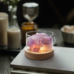 Fragrance 1 Pc Aroma Crystal Diffuser Stone Indoor Fragrance Crystal Stone Glass Cup Ornaments with Lamp Base Home Decoration L410