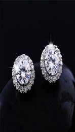 Super New Arrival Friends 18K White Gold Plated Studs Earings Big Diamond Earrings for Women Zircon Earrings7852070