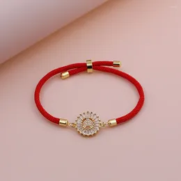 Link Bracelets 2024 Simpel Classic A-Z Heart Initial Letter Bracelet Women Adjustable Red Rope For Jewelry Gift