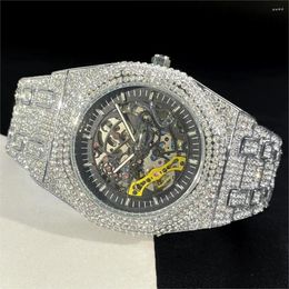 Wristwatches Fashion Automatic Watches Mens Brand MISSFOX Luxury Stainless Steel Clock Hip Hop Diamond Mechanical Wristwatch Man Reloj