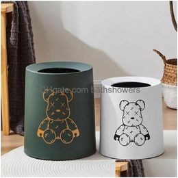 New Waste Bins Large Capacity Bathroom Household Paper Basket Light Luxury Bedroom Kitchen Living Room Trash Cans Cleaning Drop Deliv Dhvoa