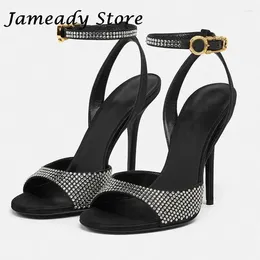 Dress Shoes Sexy Super High Heel Women Sandals Fashion Open Toe Rhinestones Buckle Strap Party All Match Luxury Designer Modern Sandal