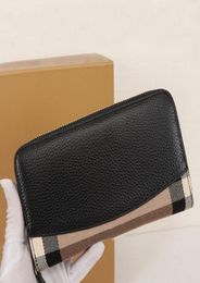 Women Long Wallet Check Hand Purse Interior Zip Pocket Banknote Clip Credit Card Holder Fashion Letters Genuine Leather Handbag Pu2396558