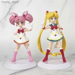 Action Toy Figures 12cm Sailor Moon Anime Tsukino Usagi Chibiusa Action Figures Collection Model Toys Car Decoration Ornament Gifts Y240415