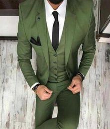 New 2019 Men039 s Tux Oilve green blue Wedding Suit 3Piece Slim Fit Notch Blazer Classic Tuxedo Groomsmen For party Suits Bla6820545