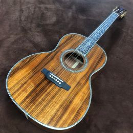 Guitar 40inch 00045 Full Koa Real Abalone Inlaid with Black Finger Acoustic Guitar