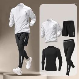 Men's Tracksuits Morning Run Track Field Sports Training Running Set Stand Collar Half Zipper Quick Drying Clothes Long Sleeved T-shirt