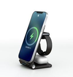 Folding three in one wireless charger stand is suitable for Huawei Apple 14 mobile phone headset watch charging 15W5285125