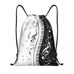 Storage Bags Piano Keys Music Notes Drawstring Backpack Women Men Sport Gym Sackpack Portable Shopping Bag Sack