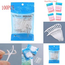 New 100Pcs Flosser Picks Toothpicks Teeth Stick Tooth Cleaning Interdental Brush Dental Floss Pick Oral Hygiene Care