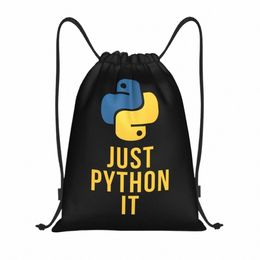 custom Inspirati Pyth Developer Drawstring Bag Yoga Backpacks Men Women Programing Language Code Coder Sports Gym Sackpack s6Sy#