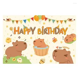 Party Decoration Happy Birthday Banner Capybara Theme For Kids Sign Wall Backdrop Supplies