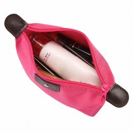 1pcs Foldable Women Travel Cosmetic Bag Mini Girl Makeup Bag Organizer Waterproof Nyl Red Zipper Toiletry Pouch Case O3u0#