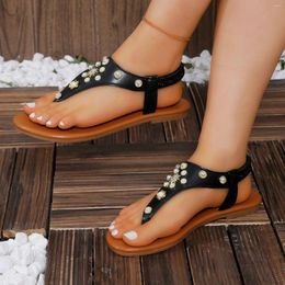 Sandals Fashionable Casual Bohemian Summer Ethnic Style Flat Shoes Clip In Heel Rubber Band Sandalias De Mujer Verano 2024