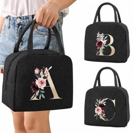 insulated Lunch Bags Gold Letter Canvas Handbag Cooler Bags for Portable Fridge Bag Lunch Box Food Bags for Kids Picnic Handbags P9nb#