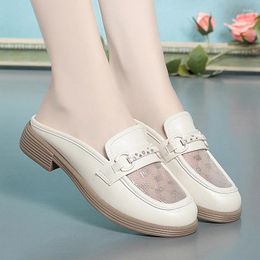 Slippers Summer Hollow Mesh Breathable Woman 2024 Cover Toe Soft Sole Luxury Flat Fashion Rome Slides Casual Shoes