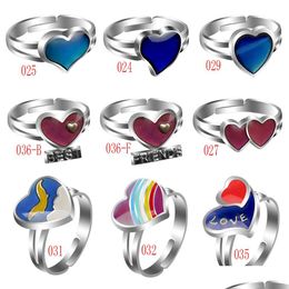 Other 10Pcs Fashion Woman Lovely Heart-Shaped Lovers Mood Ring Change Colour Drop Delivery Jewellery Body Dhkok