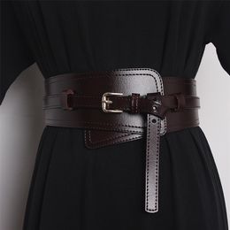 Irregular Wide Corset Strap Cow Leather Adjustable Women Waist Belt Khaki Coffee Black Real leather Dress Cinture Waistband 240416