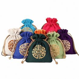 5pcs Jewellery Bags Organiser Travel Pouches Classic Chinese Embroidery Party Wedding Gift Packaging Drawstring Bag O8JL#