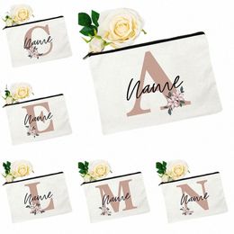 persalized Customized Name Toilet Makeup Bag Letter Print Children Travel Essentials School Office Pencil Case Teacher's Gift o2z4#