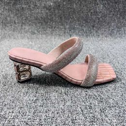 Terlik Şeffaf Yüksek Topuklu Kadın Sandalet Zarif Moda Tasarımı Ladies için Akşam Partisi Ayakkabıları 2024 Yaz Açık Ayak Parmağı Sandalyas H240416 8N0K