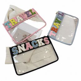 hot Letter Patches Transparent PVC Cosmetic Bag Clutch Women Clear Travel Make up Cosmetic Bag Pouches Stuff Makeup Toiletry Bag f8L9#