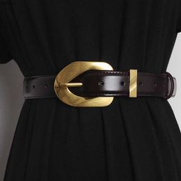 Waist Chain Belts Genuine Leather Vintage Women Belt 3.0cm Waistband Metal Pin Buckle Belts Suit Dress Jeans Luxury Designer BeltsL240416