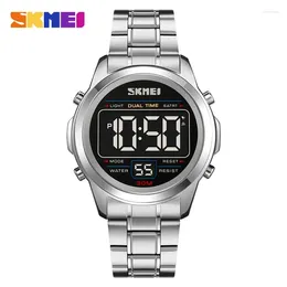 Wristwatches SKMEI 2127 Waterproof Digital For Men Luxury Stainless Steel Chrono Electronic Sports Watch Alarm Date Clock