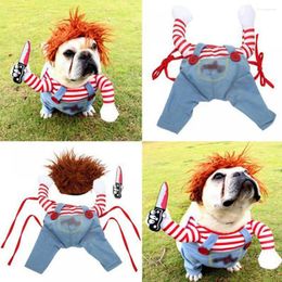 Dog Apparel Festival Funny Clothes Dogs Halloween Cosplay Costume Comical Outfits Holding A Knife Set Pet Cat Party Clothing Supply