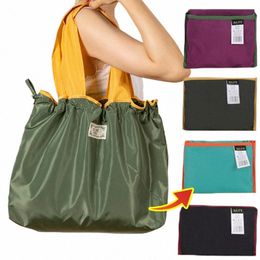 large Drawstring Eco-Friendly Supermarket Shop Bag Fi Shoulder Bag Foldable Portable Hand Bag Grocery Waterproof J6Sk#