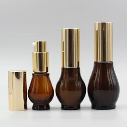 Storage Bottles Wholesale 10ml Serum Bottle Empty Amber Lotion Pump Glass With Black And Gold