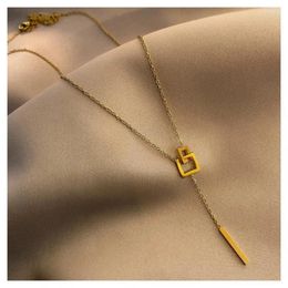 Pendant Necklaces Style Exquisite Pig Nose OT Buckle Stainless Steel Long Sweater Chain Necklace 130 Cm For Temperament Men And Women