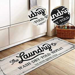 Carpets 1PC Lining Letter Floor Mat Classical Crystal Velvet Rectangular Water Absorbing Anti Slip Carpet Suitable For Laundry Kitchens