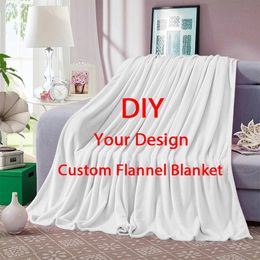 Custom Image or Words Blanket Personalized Picture Warm Throw Blankets for Sofa Gift Customized DIY Print on Demand Drop 240409