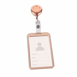 1 Pcs Aluminum Alloy Card Cover Case Bank Busin Work Card Holder with ABS Retractable Badge Reel Credit ID Card Badge Bag w4sg#