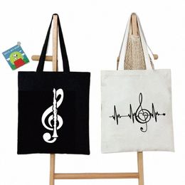 women Handbags Music Note Heartbeat Canvas Bag Funny Handbag for Teen Fi Tote Bag Design Brand Side Bag for Ladies R36z#