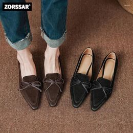 Casual Shoes Women Dress Flats Suede Comfortable Retro Deep Mouth Pointed Toe Women's Ballet Flat Soft Bottom Pregnant